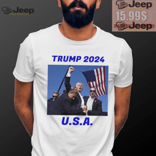 Trump 2024 Stay Strong Fist Pump Rally Secret Service Flag T Shirt