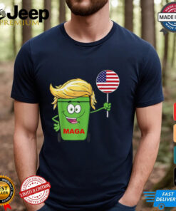 Trump MAGA Cartoon Garbage Can American Flag T Shirts