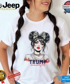 Trump girl messy bun Trump 2024 election American flag shirt