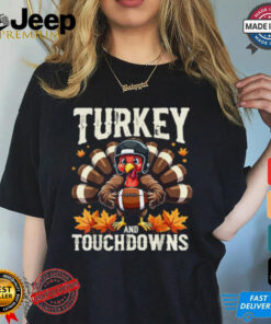 Turkey And Touchdowns Football Thanksgiving Shirts Men Boys T Shirt