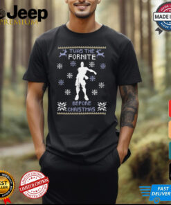 Twas The Fortnite Before Christmas shirt featuring a playful design combining the classic 