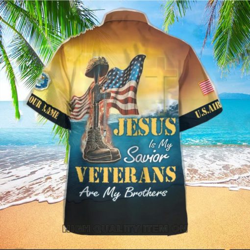 U.S. Air Force Jesus Is My Savior Veterans Are My Brothers Custom Name Hawaiian Shirt