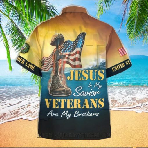 U.S. Army Jesus Is My Savior Veterans Are My Brothers Custom Name Hawaiian Shirt