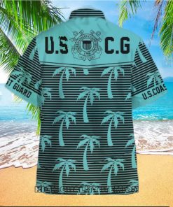 U.S. Coast Guard Coconut Tree Horizontal Striped Hawaiian Shirt