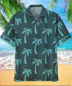 U.S. Marine Corps Coconut Tree Horizontal Striped Hawaiian Shirt