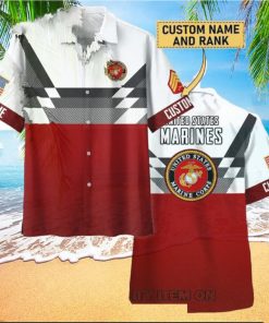U.S. Marine Corps Custom Name And Rank Trending Hawaiian Shirt