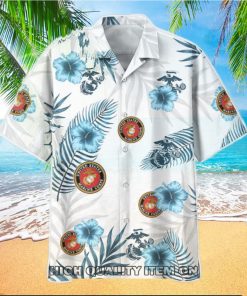 U.S. Marine Corps Tropical Floral Summer Hawaiian Shirt