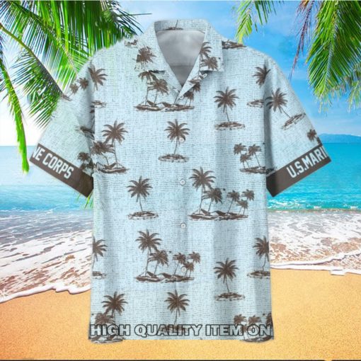 U.S. Marine Corps Tropical Island All Over Prints Hawaiian Shirt