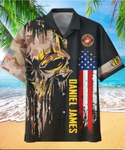 U.S. Marine Corps Veterans Punisher Skull Custom Hawaiian Shirt