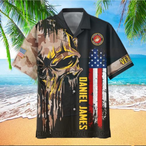 U.S. Marine Corps Veterans Punisher Skull Custom Hawaiian Shirt