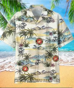 U.S. Marine Corps Veterans Tropical Island Hawaiian Shirt