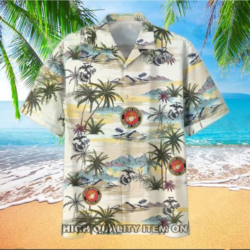 U.S. Marine Corps Veterans Tropical Island Hawaiian Shirt