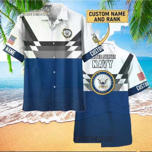 U.S. Navy Custom Name And Rank Trending Hawaiian Shirt