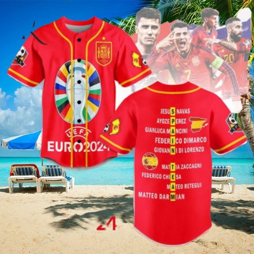 UEFA Euro 2024 Spain Team Custom Baseball Jersey