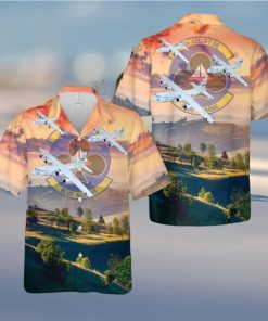 US Air Force 62d Airlift Squadron Blue Barons Lockheed Martin C 130E Hawaiian Shirt