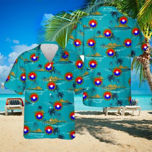 US Army 9th Infantry Division Aloha Blue Hawaiian Shirt Gift For Summer
