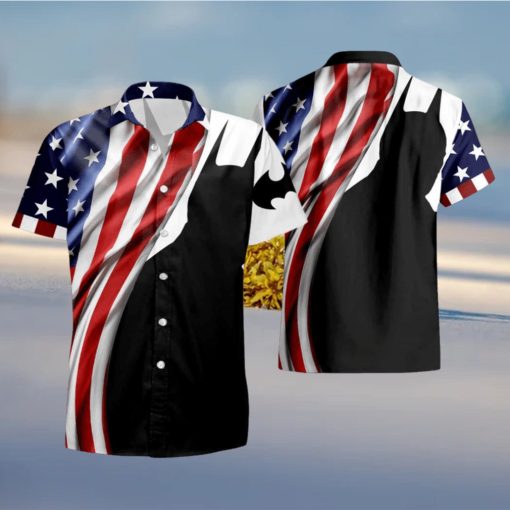 US Flag And Batman Shadow Hawaiian Shirt And Short