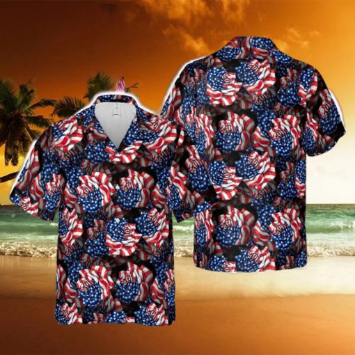US Flag Rose Hawaiian Shirt For Men Women Summer