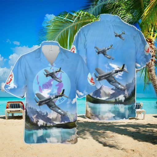 US Marine Corps VMF 211 Wake Island Avengers F4U Hawaiian Shirt Beach Shirt For Men Women