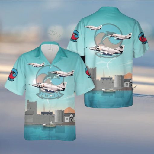 US Navy A 4L Skyhawk Of Attack Squadron 203 (VA 203) Blue Dolphins Hawaiian Shirt Print Ideas Gift Mens