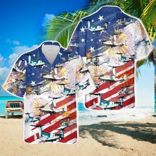 US Navy Bell Boeing CMV 22B Osprey, 4th Of July Tropical 3D Hawaiian Shirt US Navy Summer Gift