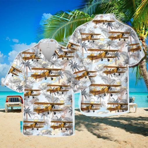 US Navy Boeing B75N1 Stearman N7520 Tropical 3D Hawaiian Shirt US Navy Summer Gift