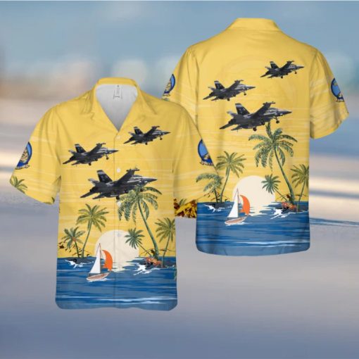 US Navy Boeing EA 18G Growler Of VAQ 142 Gray Wolves Hawaiian Shirt Print Ideas Gift Mens