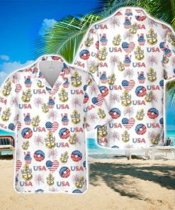 US Navy Chief Anchor, 4th Of July Tropical 3D Hawaiian Shirt US Navy Summer Gift