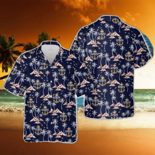 US Navy Chief Petty Officer Backbone Anchor Hawaiian Shirt Tropical Beach