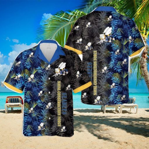 US Navy SEABEES Naval Construction Force (NCF) Tropical 3D Hawaiian Shirt US Navy Summer Gift