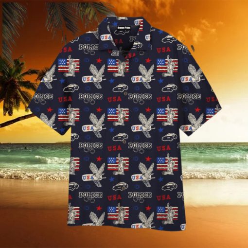 US Police Flag Aloha Hawaiian Shirts For Men For Women