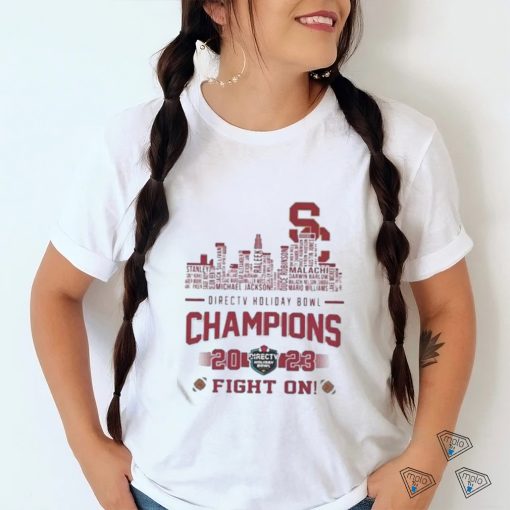 USC Trojans Skyline Players Name 2023 Directv Holiday Bowl Champions Fight On Fan Gifts Merchandise T shirt