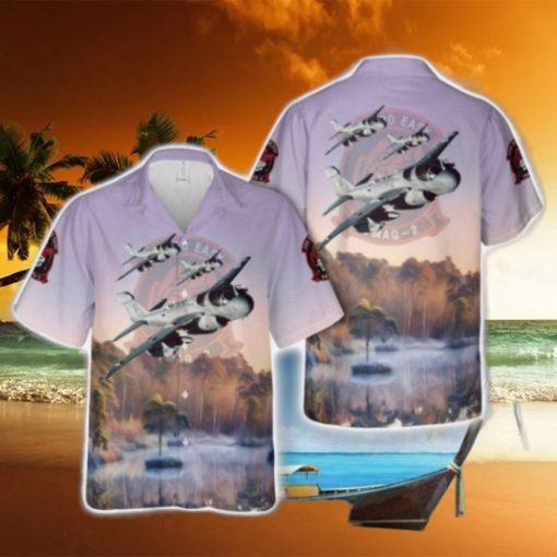 USMC Marine Tactical Electronic Warfare Squadron 2 (VMAQ 2) ‘Death Jesters’ EA 6B Prowler Hawaiian Shirt