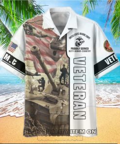 USMC Veterans I’m A Dad A Grandpa And A Veteran Hawaiian Shirt