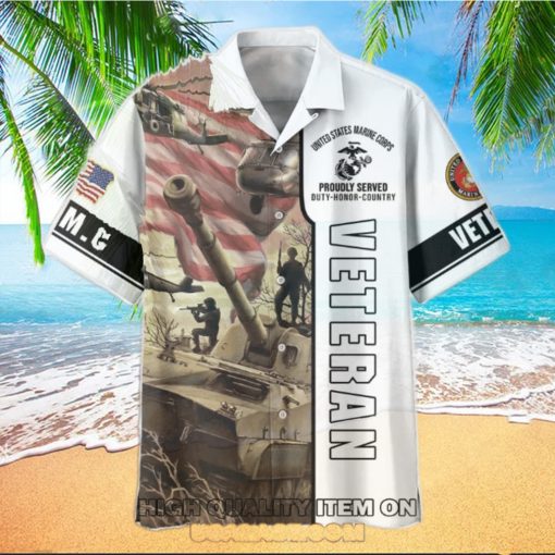 USMC Veterans I’m A Dad A Grandpa And A Veteran Hawaiian Shirt