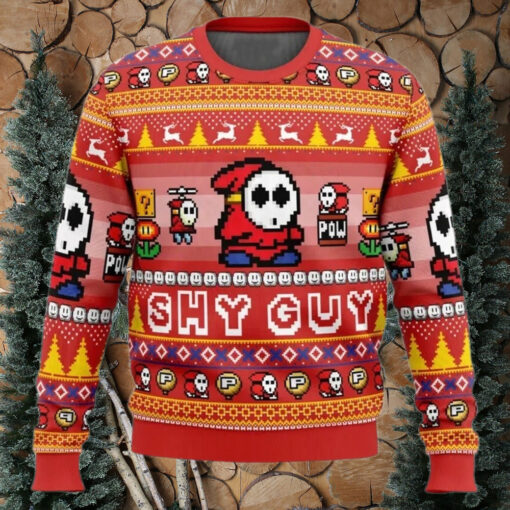Ugly Christmas Sweater   Shy Guy Mario Bros Ugly Christmas Sweater