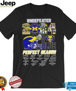 Undefeated 2024 Michigan Wolverines go blue perfect season signatures helmet logo shirt