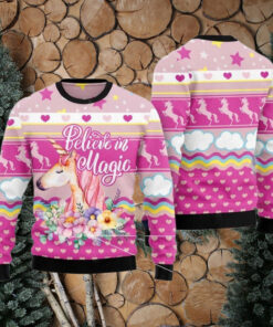 Unicorn Believe In Magic Ugly Christmas Sweater