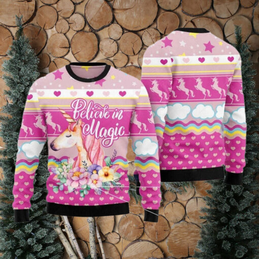 Unicorn Believe In Magic Ugly Christmas Sweater