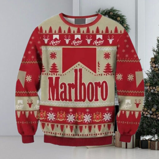 Unisex Marlboro Print Party Ugly Christmas Sweater