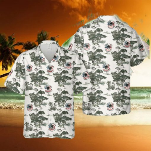 United States Retired CPO Skull Crossbones Chief Petty Officer with Distressed American Flag Hawaiian Shirt