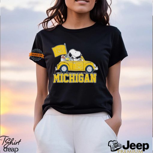 University Of Michigan Peanuts Snoopy And Woodstock On Car Shirt