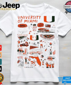 University of Miami Hurricanes Vive La Fete Impressions Artwork Est 1925 logo shirt featuring vibrant design and iconic branding, perfect for Miami fans and alumni.