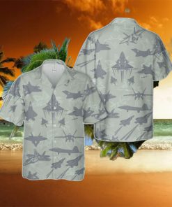 Us Air Force Lockheed Martin Raptor Aircraft Silhouettes Hawaiian Shirt Unique Gift