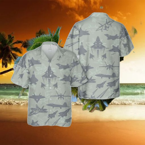 Us Air Force Lockheed Martin Raptor Aircraft Silhouettes Hawaiian Shirt Unique Gift