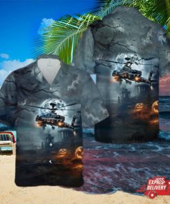 Us Army Boeing Ah 64 Apache Halloween Hawaiian Shirt