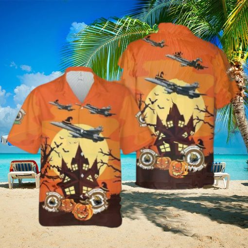 Us Marine Fighter Attack Squadron 323 (vmfa 323) “death Rattlers” Fa 18c Hornet Halloween Hawaiian Shirt