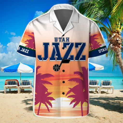 Utah Jazz Summer Hawaii Team Shirt Pattern Sunset Tropical Hawaiian Shirts And Beach Shorts