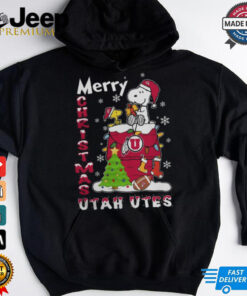 Utah Utes Snoopy And Woodstock Merry Christmas Shirt