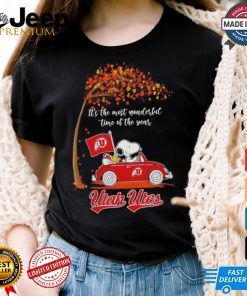 Utah Utes Snoopy driving car fall the most wonder ful time of the year shirt